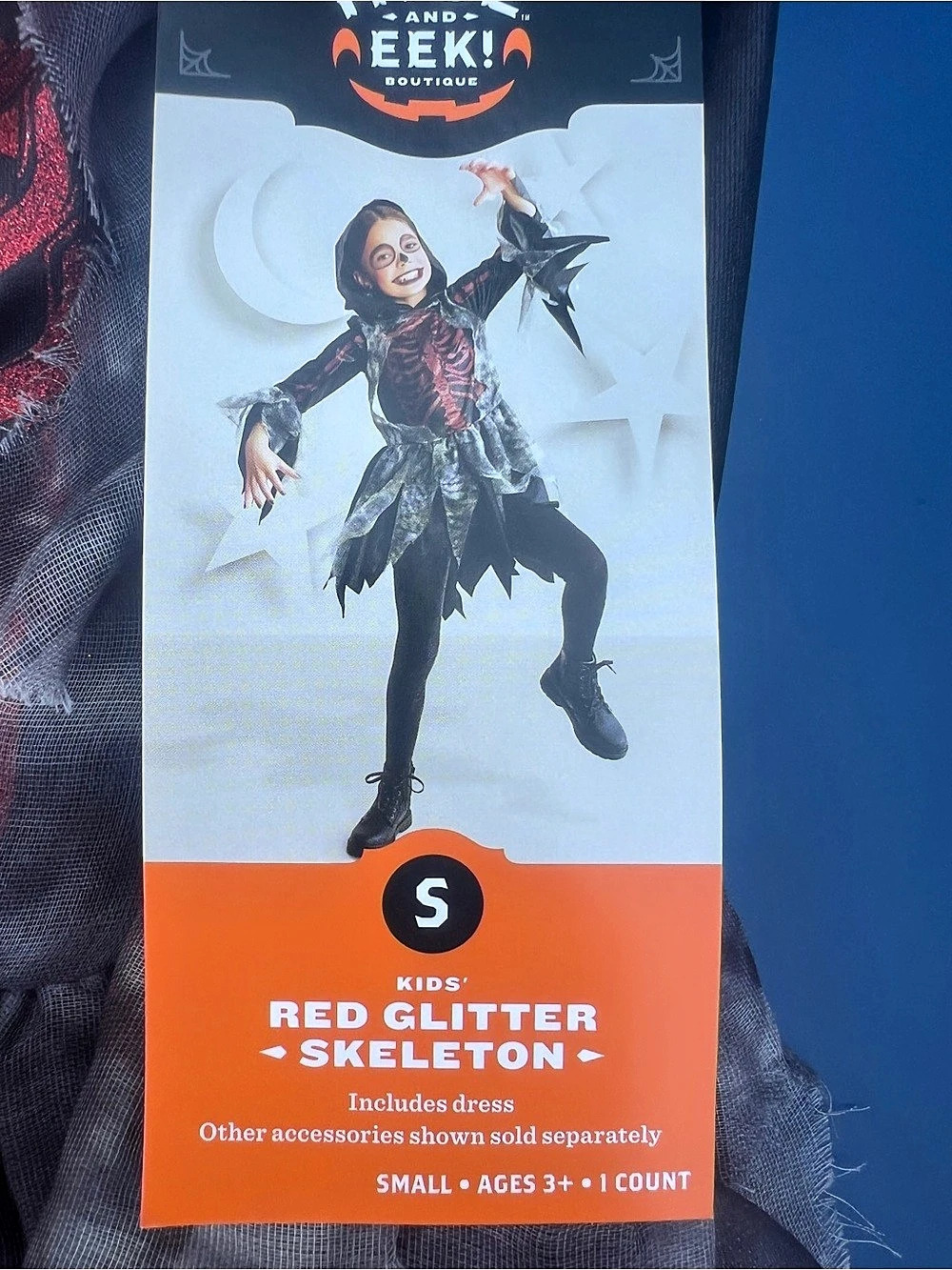 Kids Red Glitter Skeleton costume Girls Size Small (6-7) NWT